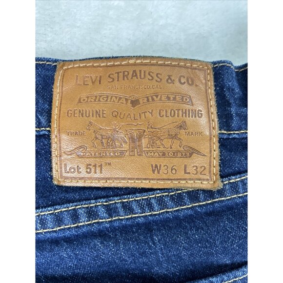 LEVIS 511 Slim Fit PREMIUM BIG E Stretch Jeans Men Size 34X30* Dark Wash Blue - Picture 6 of 8